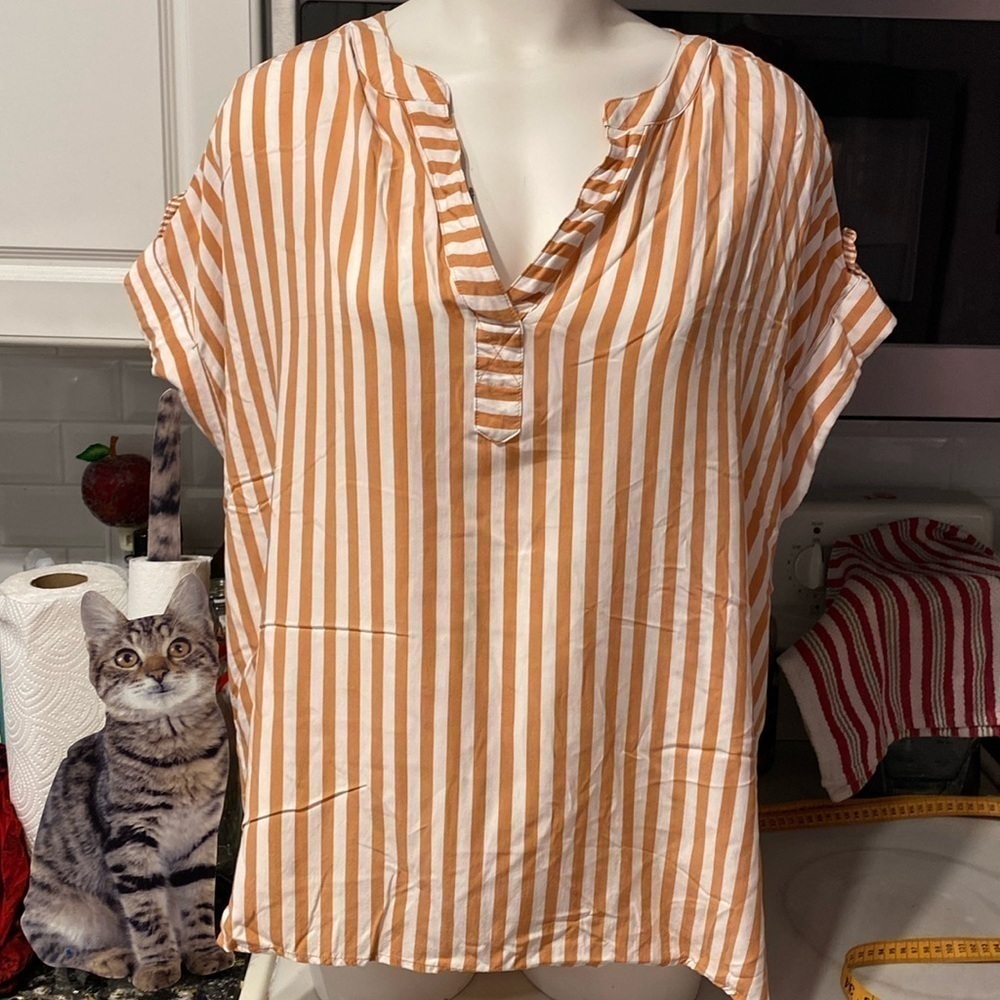 Z women's Jane + Delancey orange stripes cap sleeve plus size top 1X